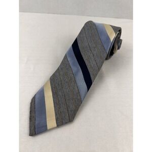 Austin Manor Vintage Striped Tie Gray Blue Cream Classic Wide Necktie